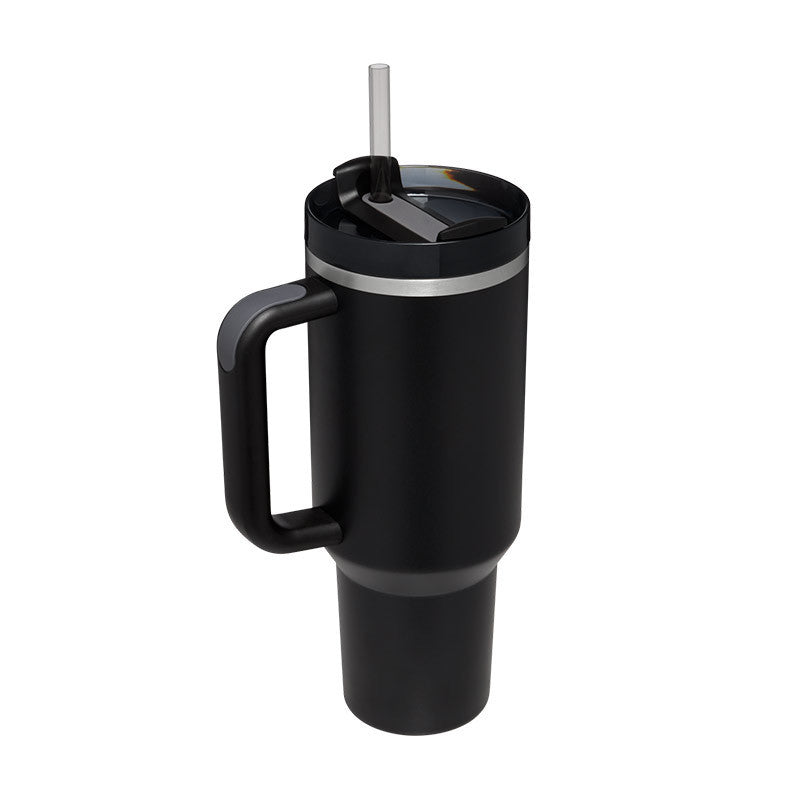 Tumbler With Handle Straw Insulated, Stainless Steel Spill Proof Vacuum Coffee Cup Tumbler With Lid Tapered Mug