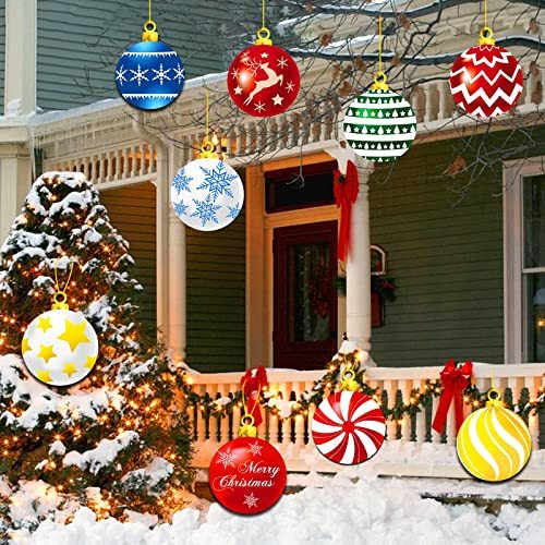 Christmas Yard Signs With Stakes And Cords Christmas Balls - Pack of 9Pcs