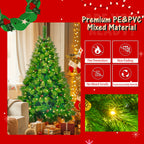 6 Feet Long Grass Green Christmas Tree, Big Branch Pine Tree, Pre-Installed Lighting Set With Tree & Garland & Garland, Artificial Christmas With Pine Cone, Articulated Christmas Tree For Holiday Part