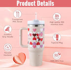Tumbler With Handle Straw Insulated, Stainless Steel Spill Proof Vacuum Coffee Cup Tumbler With Lid Tapered Mug
