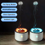 Ultrasonic Essential Oil Humidifier | Volcano Aromatherapy Machine Spray | Jellyfish Air Flame Humidifier Diffuser