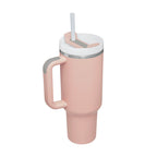 Tumbler With Handle Straw Insulated, Stainless Steel Spill Proof Vacuum Coffee Cup Tumbler With Lid Tapered Mug